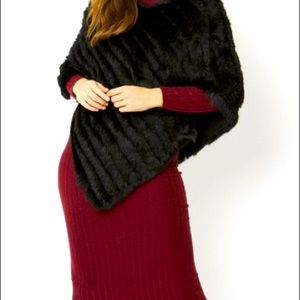 Luxurious Cashmere Blend Coney Fur Poncho